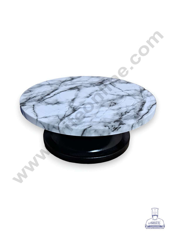 CAKE DECOR™ Printed 360 Degree Rotating Cake Stand Cake Decorating Turntable - Black & White Marble Print (SBCS-PTT-02)