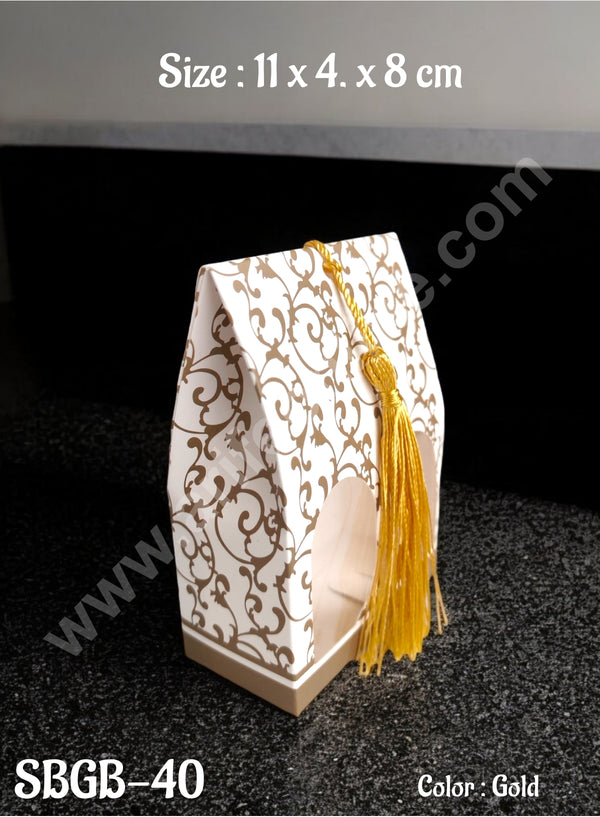 CAKE DECOR™ Goodie Bag For Hampers | Chocolate Box Hamper Box 10 Pcs Pack - Gold SBGB-40-G