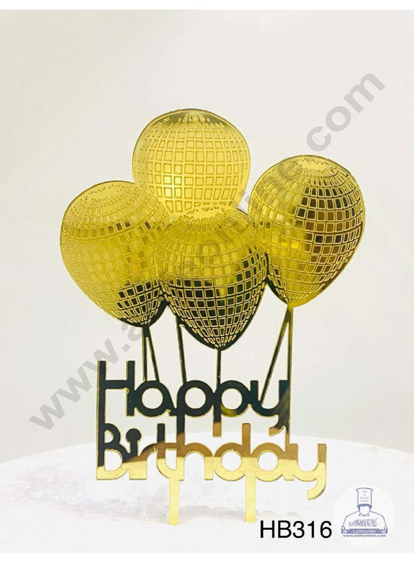 CAKE DECOR™ 5 inch Acrylic Happy Birthday Balloon Cake Topper Cake Decoration Dessert Decoration (SBMT-1002)