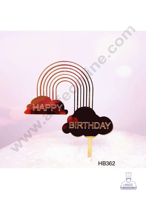 CAKE DECOR™ 5 inch Acrylic Happy Birthday Rainbow Cloud Cake Topper Cake Decoration Dessert Decoration (SBMT-1003)