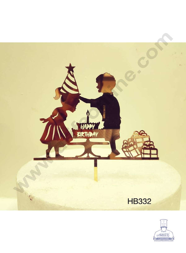 CAKE DECOR™ 5 inch Acrylic Happy Birthday Cake Children Gifts Cake Topper Cake Decoration Dessert Decoration (SBMT-1008)