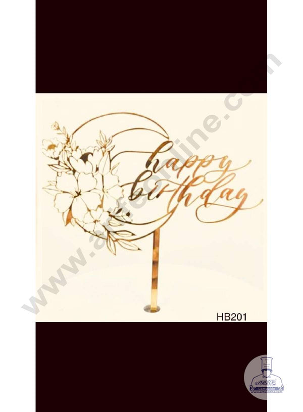CAKE DECOR™ 5 inch Acrylic Floral Moon Happy Birthday Cake Topper Cake Decoration Dessert Decoration (SBMT-1011)
