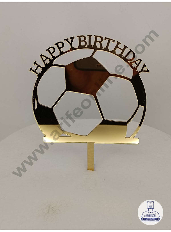 CAKE DECOR™ 5 inch Acrylic Happy Birthday Football/Soccer Theme Cake Topper Cake Decoration Dessert Decoration (SBMT-1013-G)