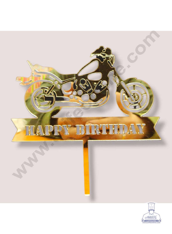 CAKE DECOR™ 5 inch Acrylic Happy Birthday Motorbike Theme Cake Topper Cake Decoration Dessert Decoration (SBMT-1021)