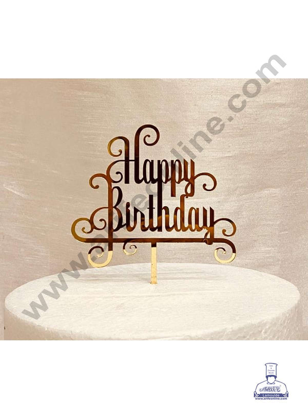 CAKE DECOR™ 5 inch Acrylic Stylish Happy Birthday Cake Topper Cake Decoration Dessert Decoration (SBMT-1038)