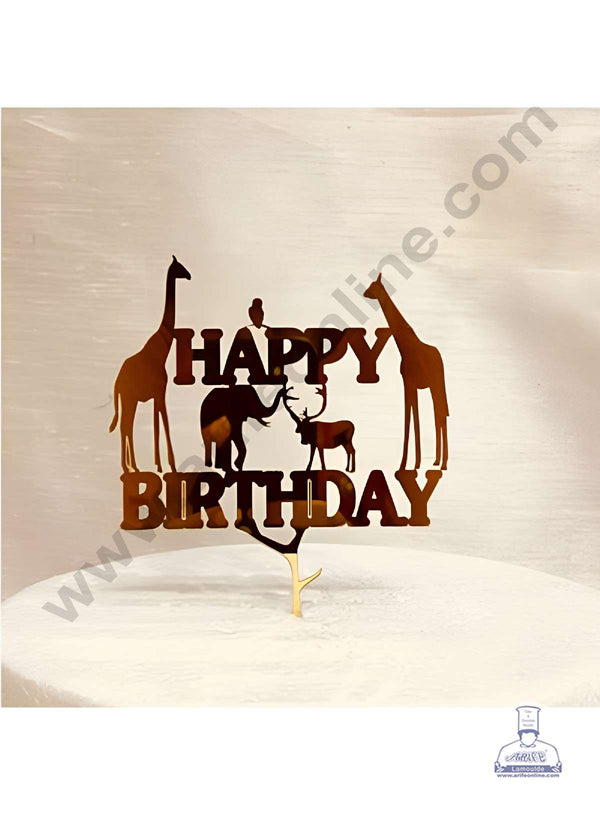 CAKE DECOR™ 5 inch Acrylic Happy Birthday Animal Theme Cake Topper Cake Decoration Dessert Decoration (SBMT-1069-G)