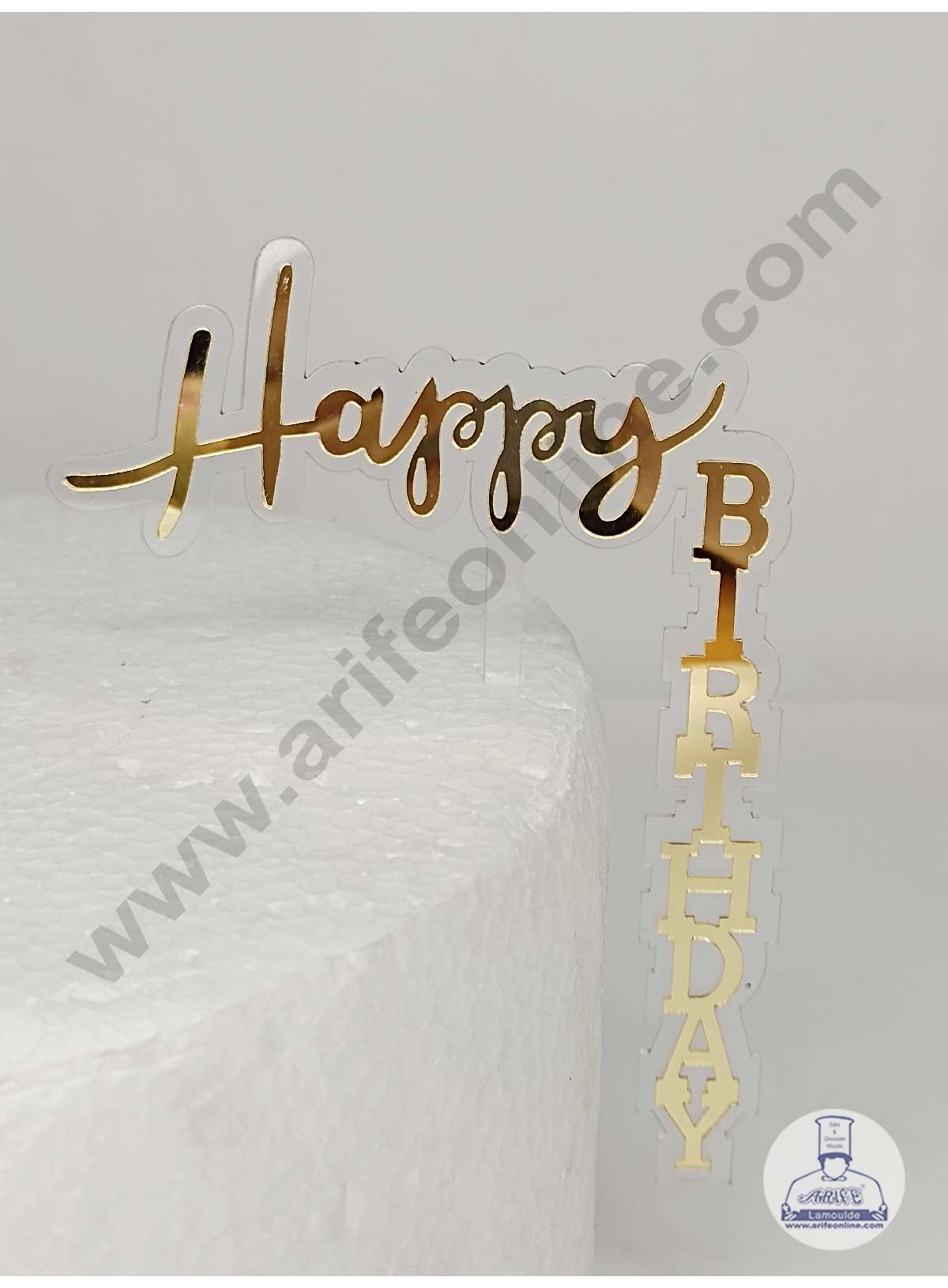 CAKE DECOR™ 5 inch Acrylic Vertical Happy Birthday Cake Topper Cake De ...