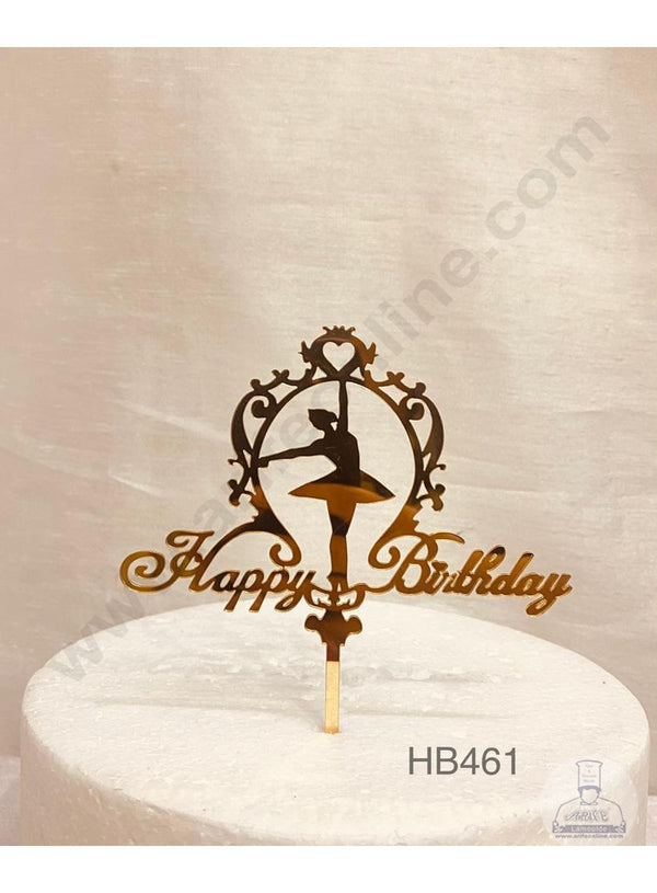 CAKE DECOR™ 5 inch Acrylic Happy Birthday With Dancing Lady Cake Topper Cake Decoration (SBMT-1074)