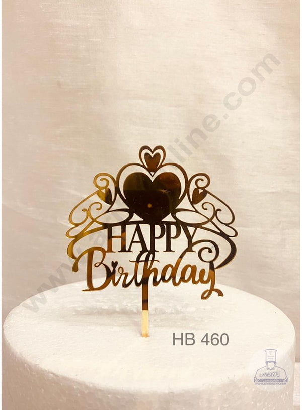 CAKE DECOR™ 5 inch Acrylic Happy Birthday With Heart in Heart Cake Topper Cake Decoration (SBMT-1075)