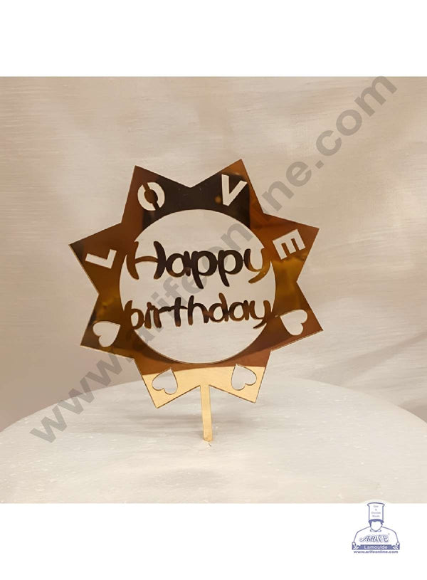 CAKE DECOR™ 5 inch Acrylic Happy Birthday Love Heart in Cutout Frame Cake Topper Cake Decoration (SBMT-1081)