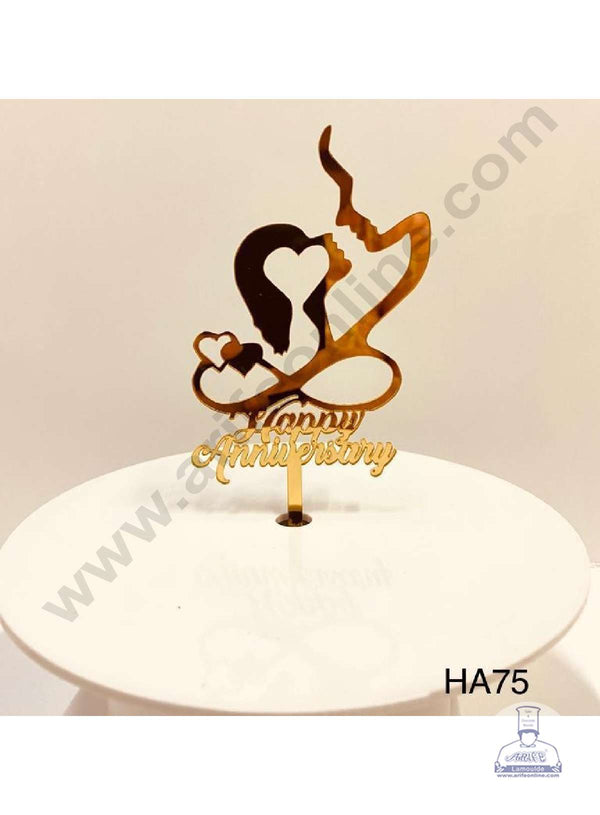 CAKE DECOR™ 5 inch Acrylic Happy Anniversary Couple Infinity Heart Cake Topper Cake Decoration Dessert Decoration (SBMT-2002)