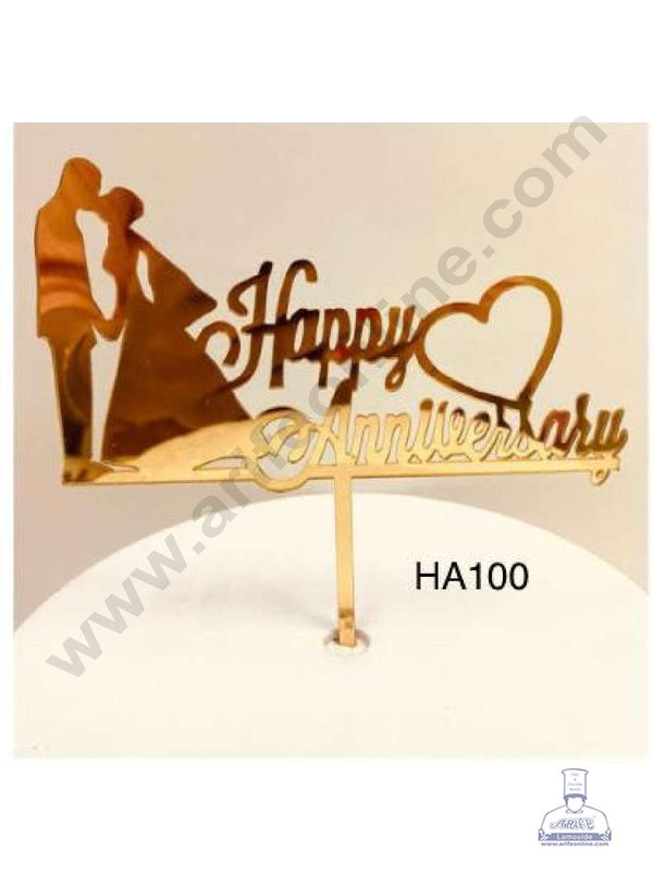 CAKE DECOR™ 5 inch Acrylic Wedding Couple Happy Anniversary with Heart Cake Topper Cake Decoration Dessert Decoration (SBMT-2006)