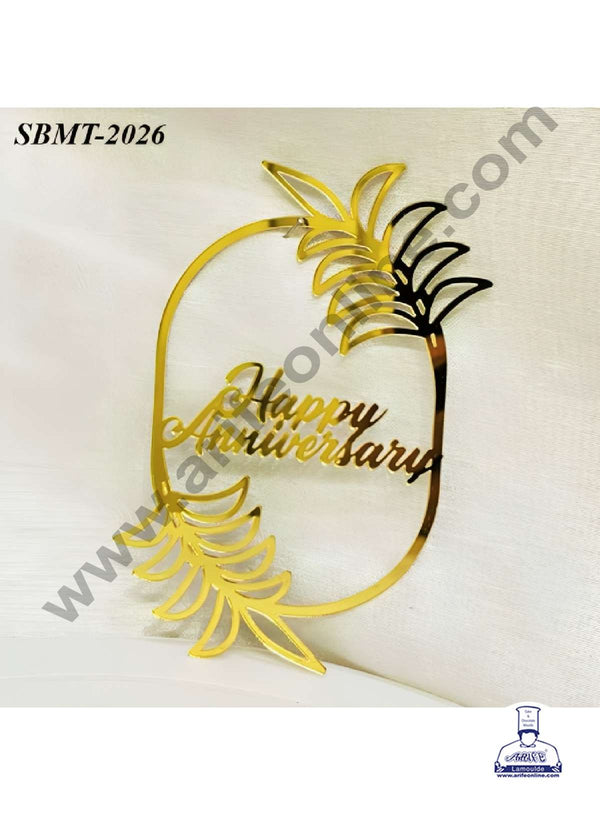 CAKE DECOR™ 5 inch Acrylic Happy Anniversary in Leaf Cutout Frame Cake topper (SBMT-2026)