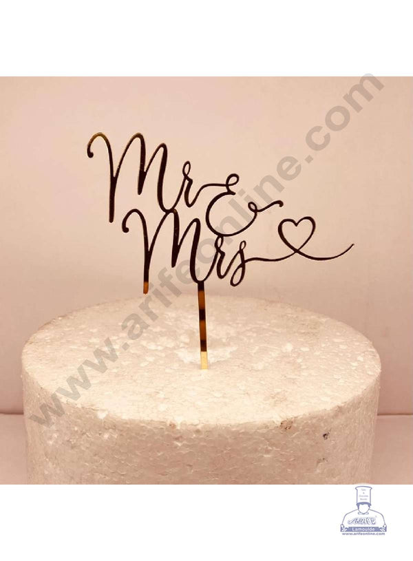 CAKE DECOR™ 5 inch Acrylic Simple MR. & MRS. with Heart Cake Topper Cake Decoration Dessert Decoration (SBMT-3003)