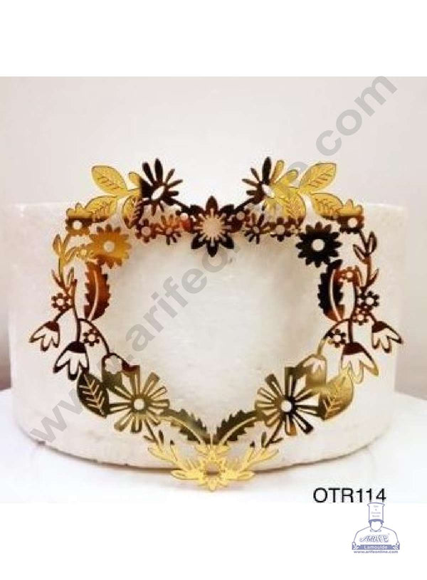CAKE DECOR™ 5 inch Acrylic Floral Heart Shape Cake Topper Cake Decoration Dessert Decoration (SBMT-3007)