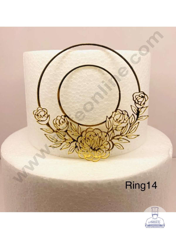 CAKE DECOR™ 5 inch Acrylic Floral Round Ring Frame Cake Topper Cake Decoration Dessert Decoration (SBMT-3008)