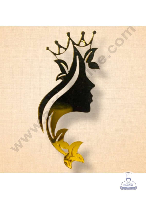 CAKE DECOR™ 5 inch Acrylic Long Hair Women Face Cutout 01 Cake Topper Cake Decoration Dessert Decoration (SBMT-3022-G)