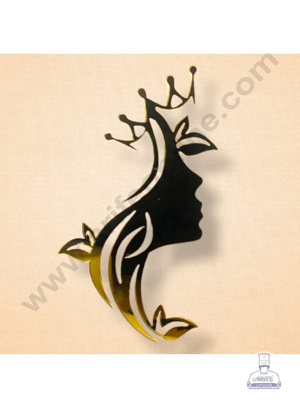 CAKE DECOR™ 5 inch Acrylic Long Hair Women Face Cutout 02 Cake Topper Cake Decoration Dessert Decoration (SBMT-3023-G)