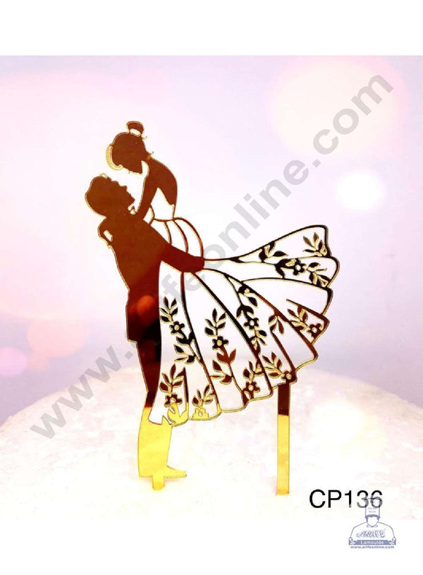 CAKE DECOR™ 5 inch Acrylic Simple Wedding Couple Cutout Cake Topper Cake Decoration Dessert Decoration (SBMT-3027)
