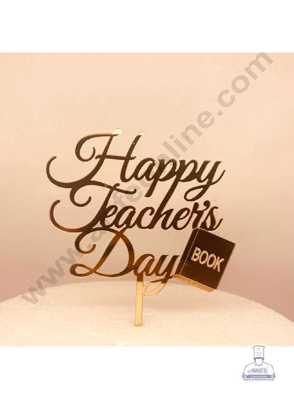 CAKE DECOR™ 5 inch Acrylic Happy Teacher's Day with Book Cutout Cake Topper Cake Decoration Dessert Decoration (SBMT-3040)
