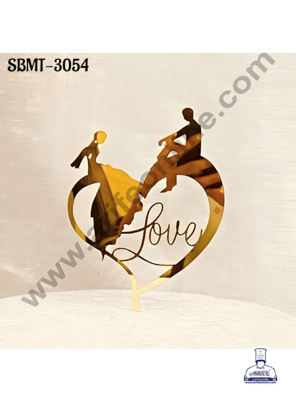 CAKE DECOR™ 5 inch Acrylic Couple with Love in Heart Frame Cake Topper (SBMT-3054)