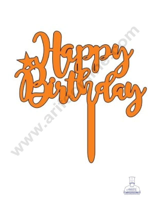 CAKE DECOR™ 3 Inch 10 pcs Golden Acrylic Cake Topper - Happy Birthday Star( SBMT-3INCH-14 )