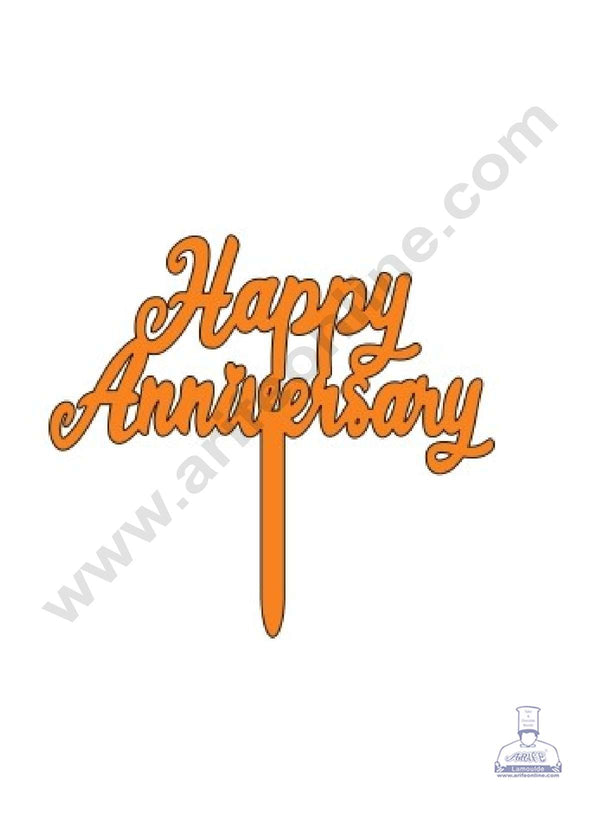 CAKE DECOR™ 3 Inch 10 pcs Golden Acrylic Cake Topper - Simple Happy Anniversary - 01 ( SBMT-3INCH-17 )