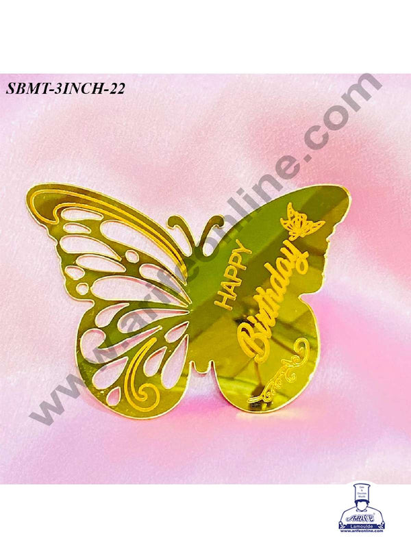 CAKE DECOR™ 3 inch Acrylic Happy Birthday in Butterfly Cutout Cake & Cupcake topper (SBMT-3INCH-22)