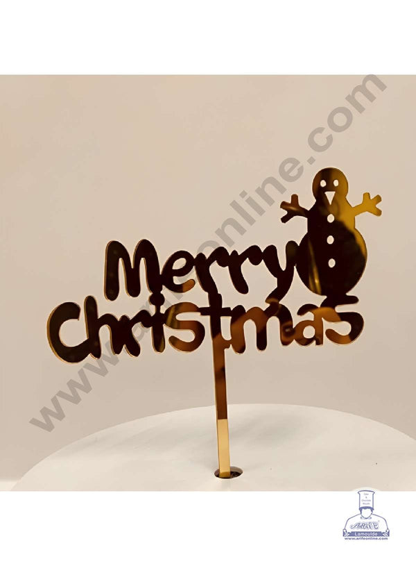 CAKE DECOR™ 5 inch Acrylic Merry Christmas with Snowman Cutout Cake Topper Cake Decoration Dessert Decoration (SBMT-6005)