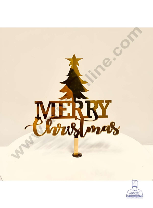 CAKE DECOR™ 5 inch Acrylic Merry Christmas under XMAS Tree Cutout Cake Topper Cake Decoration Dessert Decoration (SBMT-6008)