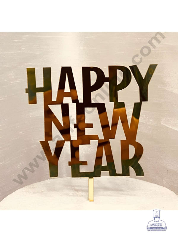 CAKE DECOR™ 5 inch Acrylic Bold Happy New Year Cutout Cake Topper Cake Decoration (SBMT-6018)