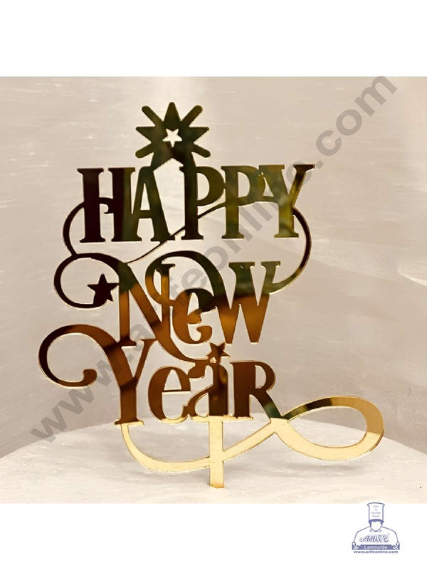 CAKE DECOR™ 5 inch Acrylic Bold Happy New Year with Stars Cutout Cake Topper Cake Decoration (SBMT-6019)