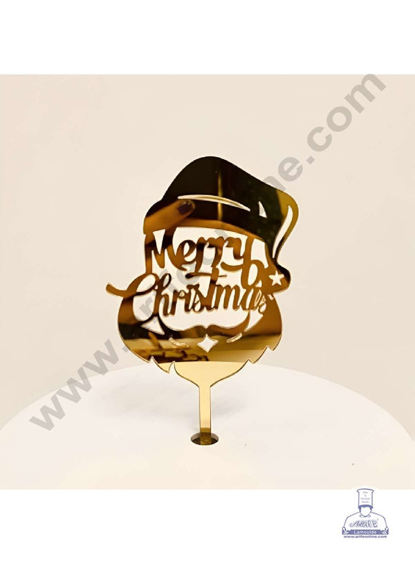 CAKE DECOR™ 5 inch Acrylic Merry Christmas with Santa Claus Cutout Cake Topper Cake Decoration (SBMT-6024)