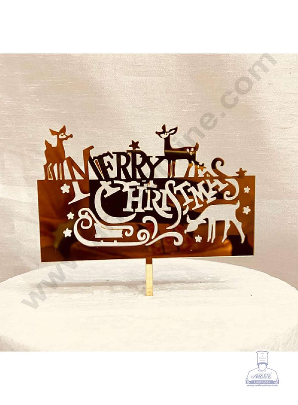 CAKE DECOR™ 5 inch Acrylic Merry Christmas Fancy Cutout Cake Topper Cake Decoration (SBMT-6025)