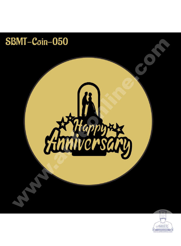 CAKE DECOR™ Acrylic Happy Anniversary Coin Topper for Cake and Cupcakes ( SBMT-Coin-050 )
