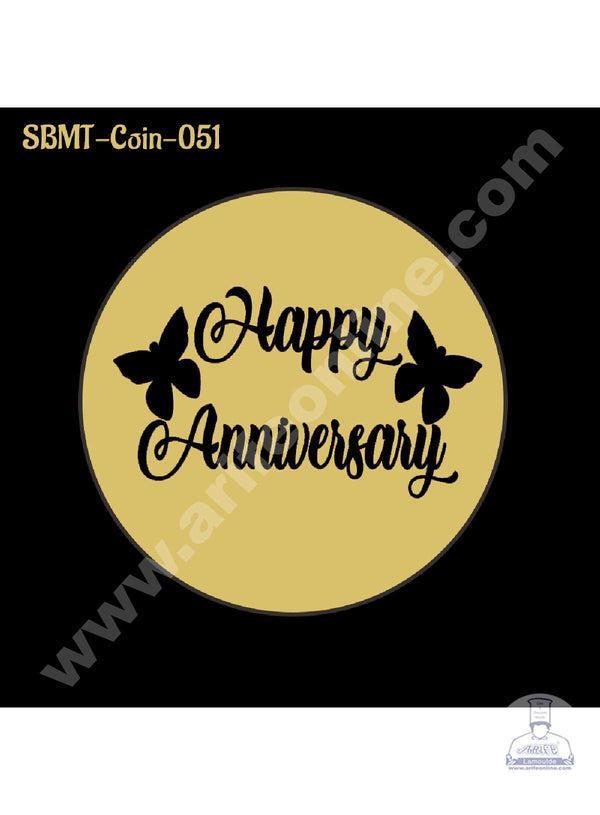CAKE DECOR™ Acrylic Happy Anniversary Coin Topper for Cake and Cupcakes ( SBMT-Coin-051 )