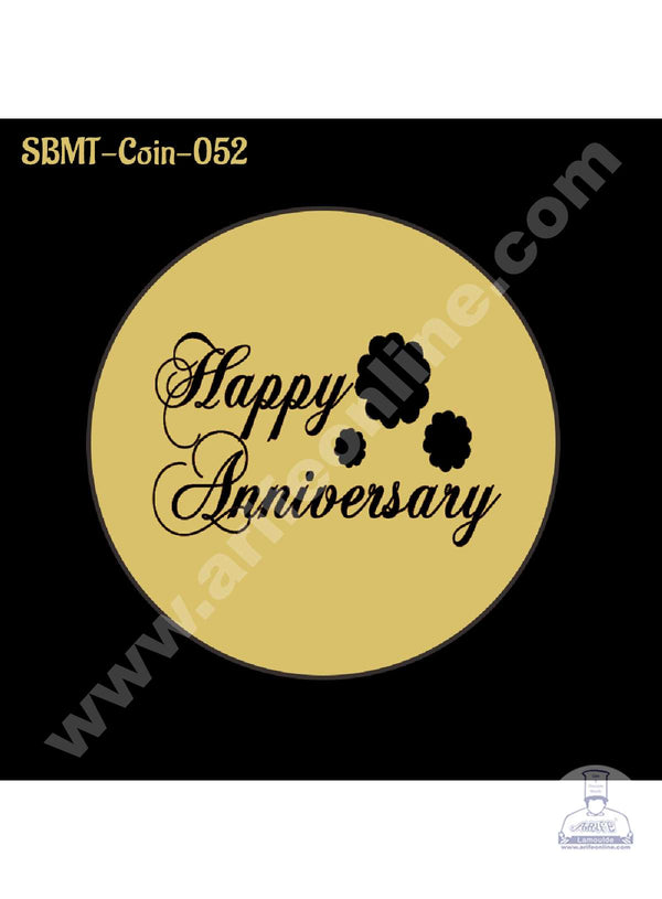 CAKE DECOR™ Acrylic Happy Anniversary Coin Topper for Cake and Cupcakes ( SBMT-Coin-052 )