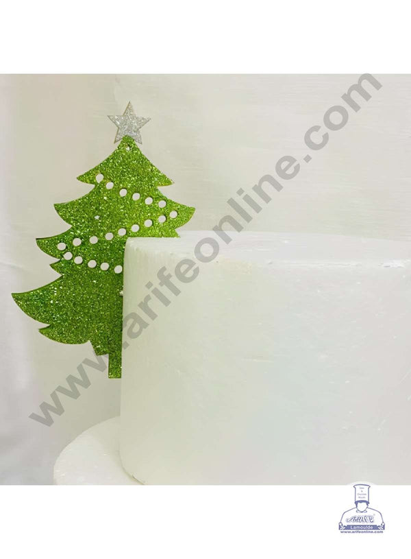 CAKE DECOR™ 5 inch Acrylic Glitter Christmas Tree with Star Cake Topper Cake Decoration (SBMT-G-6055)
