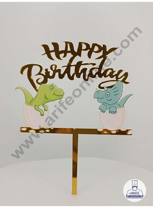 CAKE DECOR™ 5 inch Imported Acrylic Happy Birthday Dinosaurs Theme Cake Topper Cake Decoration Dessert Decoration (SBMT-IMP-018)