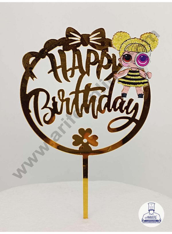 CAKE DECOR™ 5 inch Imported Acrylic Happy Birthday Baby Doll Theme Cake Topper Cake Decoration Dessert Decoration (SBMT-IMP-019)