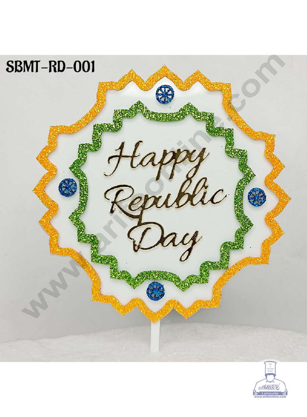 CAKE DECOR™ 5 inch Acrylic Happy Republic day Theme 01 Cake Topper (SBMT-RD-001)