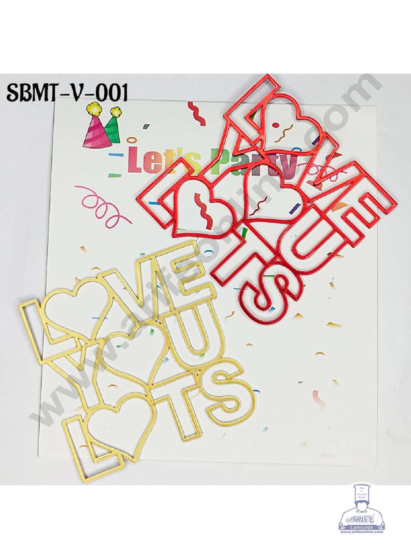 CAKE DECOR™ 3 inch Red & Gold Acrylic Love You Lots Cutout Cake Topper (SBMT-V-001) - 2 pcs Pack