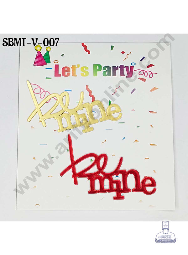 CAKE DECOR™ 3 inch Red & Gold Acrylic Be Mine Cutout Cake Topper (SBMT-V-007) - 2 pcs Pack