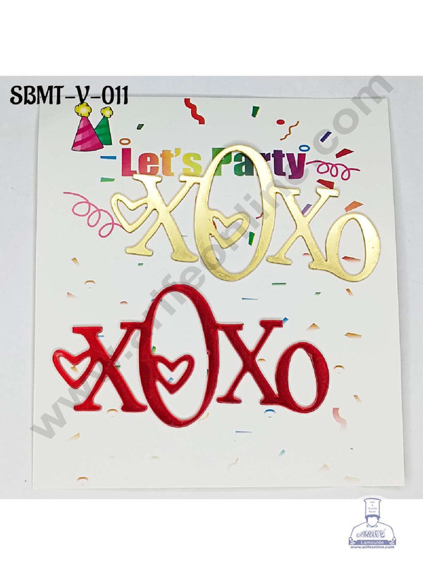 CAKE DECOR™ 3 inch Red & Gold Acrylic Cute XOXO Cutout Cake Topper (SBMT-V-011) - 2 pcs Pack