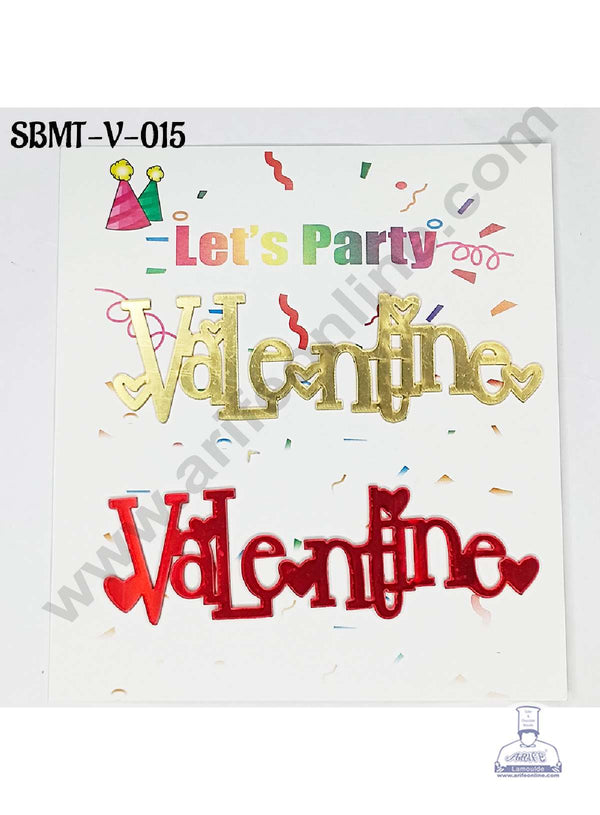 CAKE DECOR™ 3 inch Red & Gold Acrylic Valentine Cake Topper (SBMT-V-015) - 2 pcs Pack