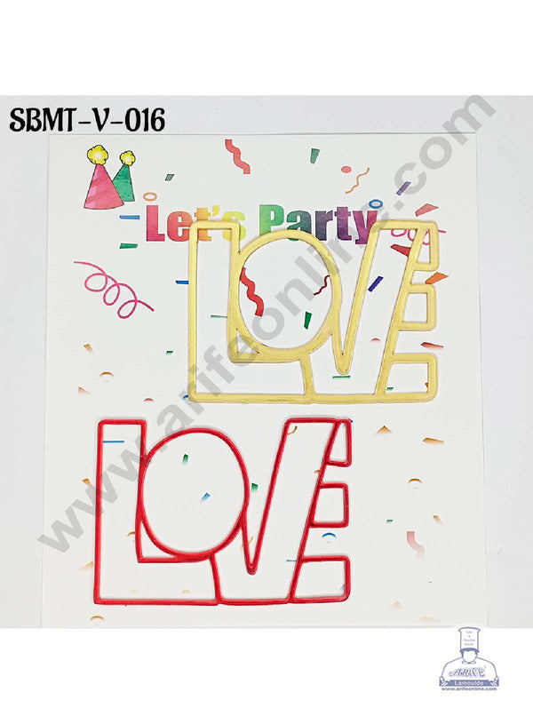 CAKE DECOR™ 3 inch Red & Gold Acrylic Love Cutout Cake Topper (SBMT-V-016) - 2 pcs Pack