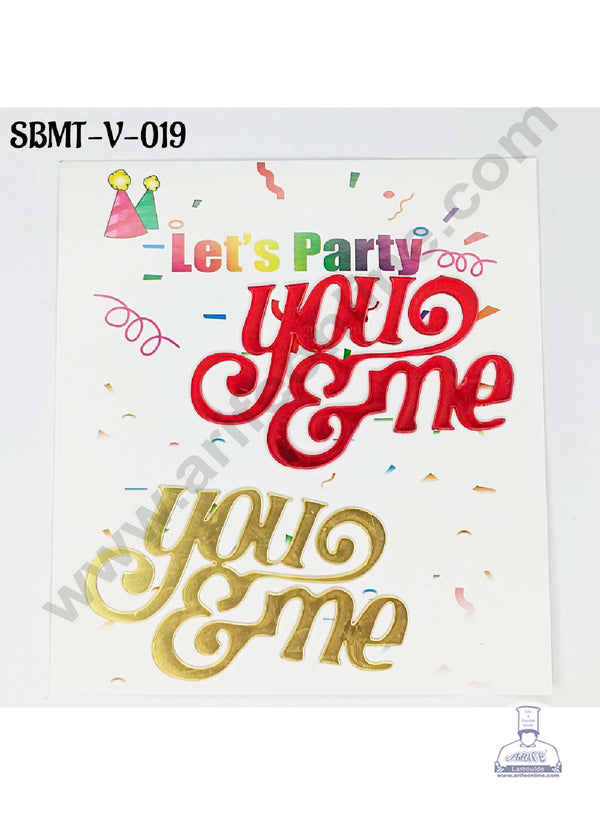 CAKE DECOR™ 3 inch Red & Gold Acrylic You & Me Cake Topper (SBMT-V-019) - 2 pcs Pack
