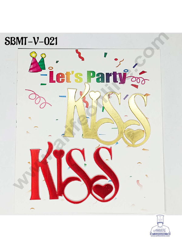 CAKE DECOR™ 3 inch Red & Gold Acrylic Kiss Cake Topper (SBMT-V-021) - 2 pcs Pack