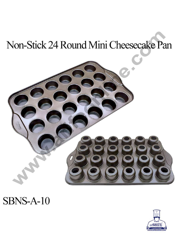 CAKE DECOR™ 24 Cavity Round Non Stick Mini Cheesecake Pan | Aluminium Mould (SBNS-A-10)
