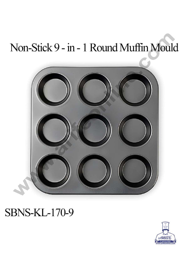 CAKE DECOR™ Non Stick Aluminium 9 Cavity Muffin Tray (SBNS-KL-170-9)